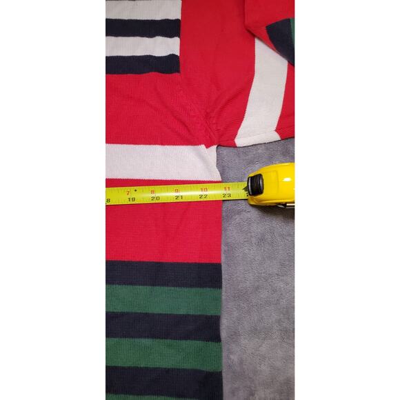 Tommy Hilfiger SZ L Jumper Sweater Men's Red Striped Knit Long Sleeve C19-18 - Picture 3 of 8